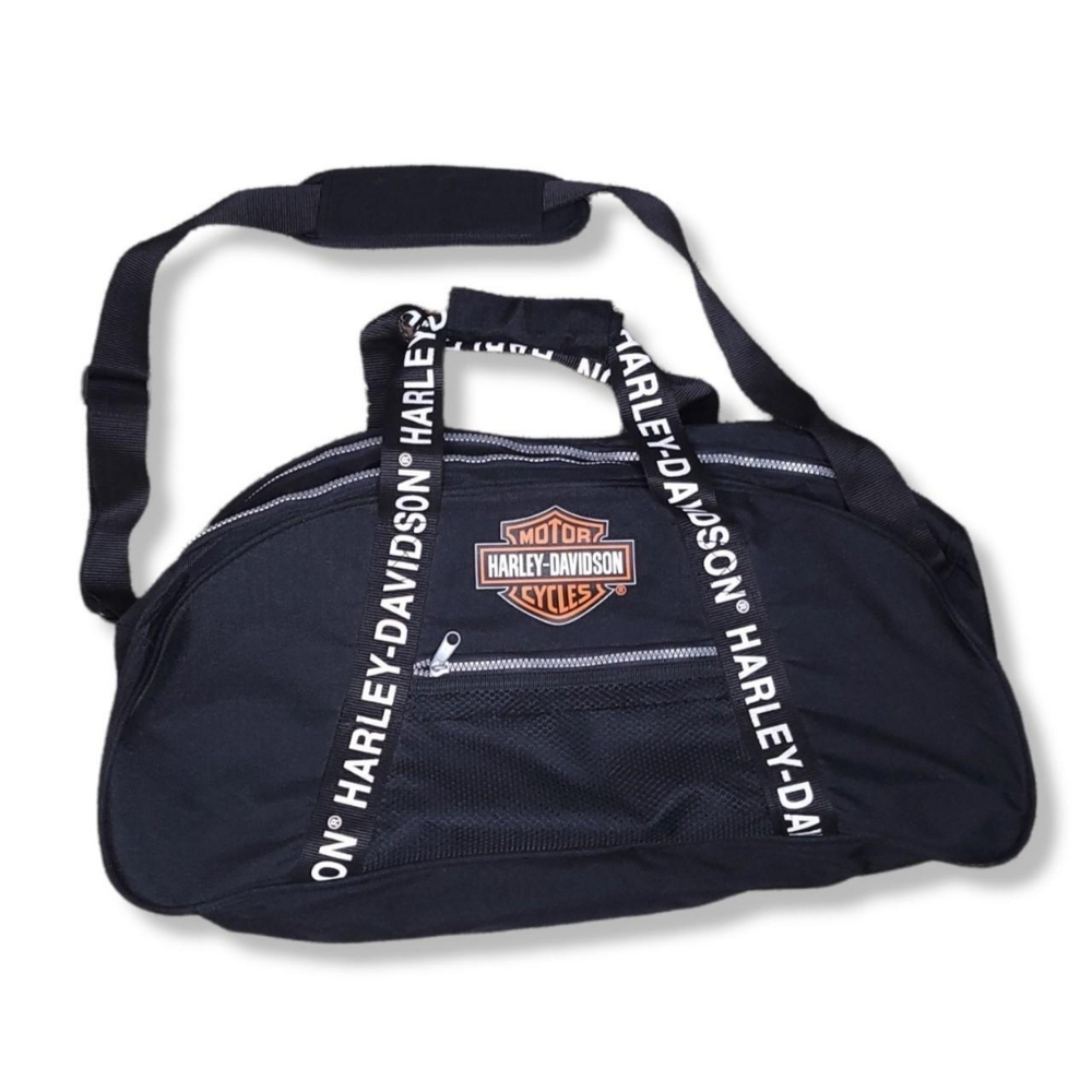 Harley davidson large oversized duffle bag gym biker weekender black white